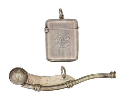 Lot 267 - A silver fob vesta case by George Unite & Sons.