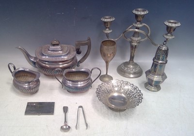 Lot 135 - A Viners Plated Tea Set, Candleabra, a Sifter,...