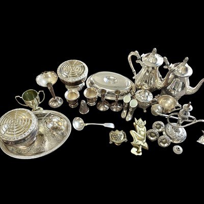 Lot 157 - A selection of silver-plate and two brass...