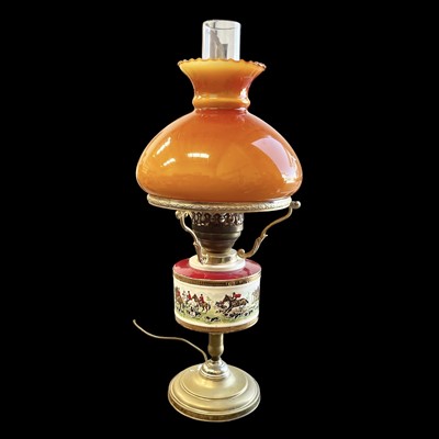 Lot 166 - An electrified oil lamp, 55cm overall height,...