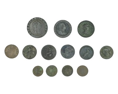 Lot 21 - GB - a collection of Charles II-George III copper coinage, to include a 1797 'cartwheel' twopence.