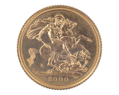 Lot 71 - GB - A Queen Elizabeth II 2000 half sovereign gold coin, within case.