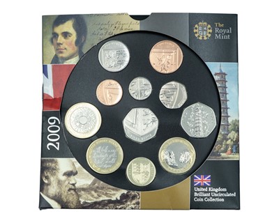 Lot 10 - GB - The Royal Mint QEII Brilliant Uncirculated coin collection 2009 with Kew Gardens 50p fifty pence.