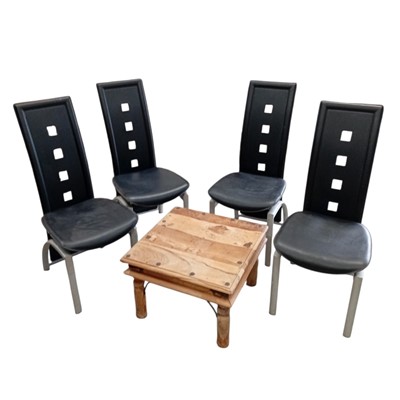 Lot 181 - Four designer vinyl-covered dining chairs with...