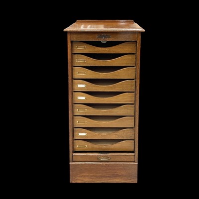 Lot 6 - An oak tambour-fronted filing cabinet, 48cm...