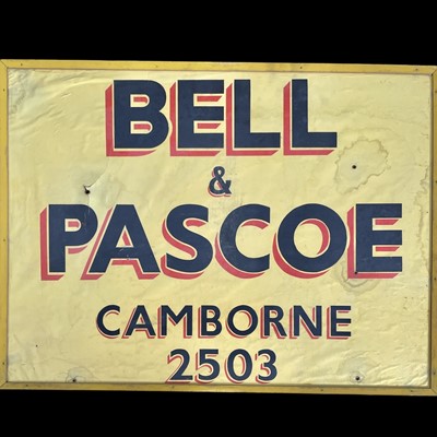 Lot 190 - A vintage "BELL & PASCOE" advertising sign,...