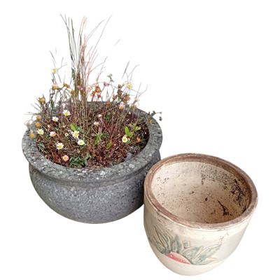 Lot 198 - A reconstituted plant pot 25cm high x 40cm...