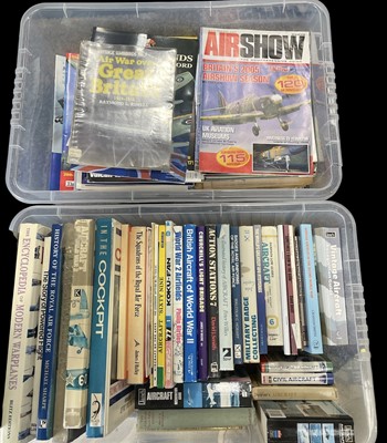 Lot 218 - Two boxes of books and magazines, and a small...