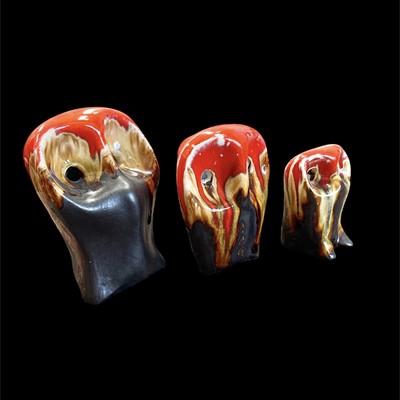 Lot 64 - Three vintage Eric Leaper pottery owls,...