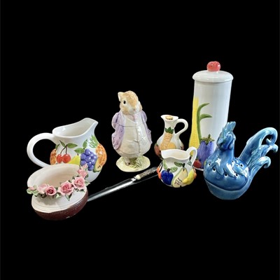 Lot 54 - A Lamorna pottery pot pourri cockeral, four...