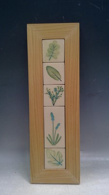 Lot 24 - Five Emma West Tiles in a Pine Frame. The...
