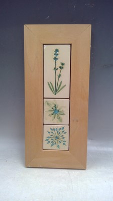 Lot 33 - Three Emma West Tiles in a Pine Frame, 28cm by...