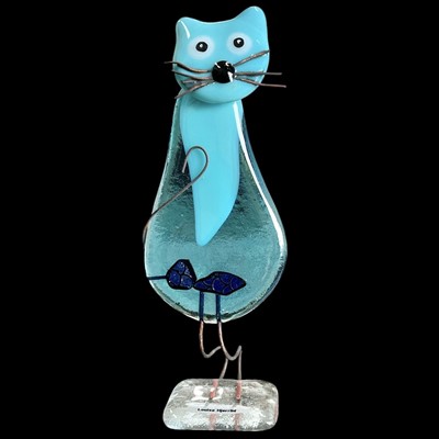Lot 50 - A sommerso glass cat by Louise Hjerrild, 15cm...