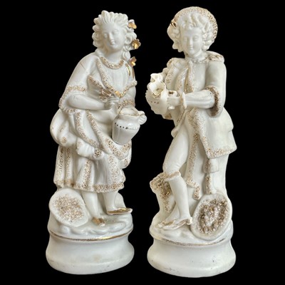 Lot 81 - Two bisque historical figures, 25cm tall.