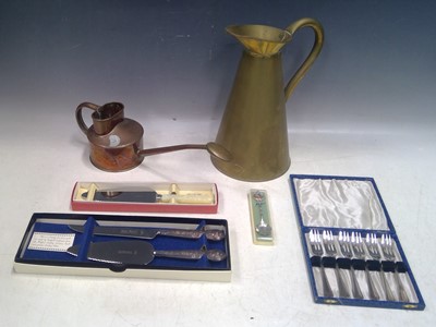 Lot 82 - A Copper Watering Can, a 28cm tall Brass...