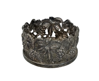 Lot 48 - A Portuguese silver-plated wine coaster by...