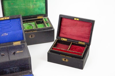 Lot 405 - A collection of antique leather-bound jewellery boxes
