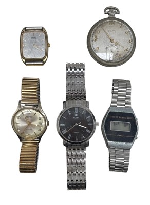Lot 69 - A Cyma Prima pocket watch and four...