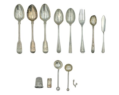 Lot 242 - Three George IV silver fiddle-pattern teaspoons.