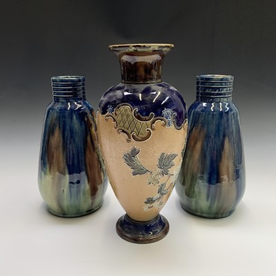 Lot 828 - A Doulton & Slater's patent stoneware vase,...