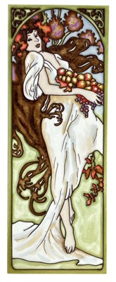 Lot 74 - A ceramic tile in the style of art nouveau...