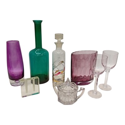 Lot 72 - A collection of coloured and clear glass,...