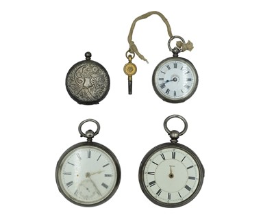 Lot 400 - A selection of four silver-cased mechanical pocket watches, for repair or spares.