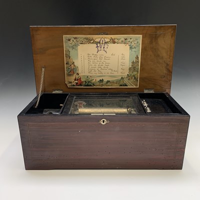 Lot 199 - A Late 19th century Swiss cylinder music box,...