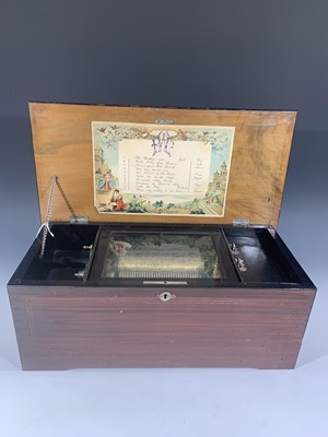 Lot 199 - A Late 19th century Swiss cylinder music box,...