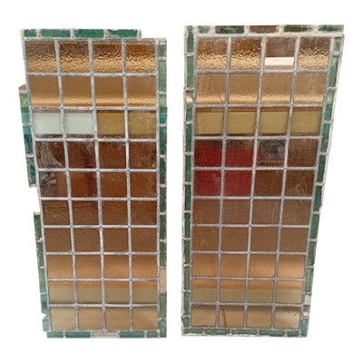 Lot 106 - Two leaded glass window panes. 45 x 100cm each.
