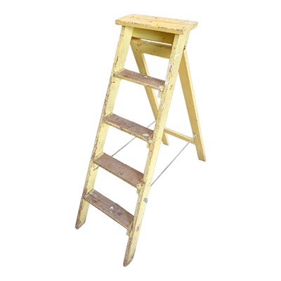 Lot 109 - A Vintage painted wooden stepladder. 122cm high.