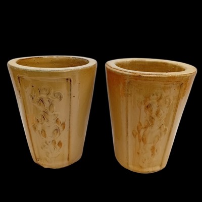 Lot 123 - Two glazed flower pots. 26cm high x 22cm across.