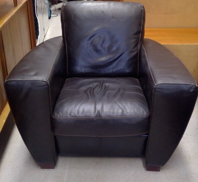 Lot 125 - A Leather Three Seater Sofa and Chair, the...