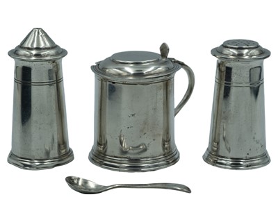 Lot 108 - A three-piece silver cruet set by Viner's Ltd.