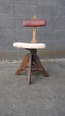 Lot 6 - A Vintage Oak Adjustable Work Chair.