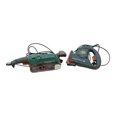 Lot 153 - A Parkside belt sander and a Black and Decker...