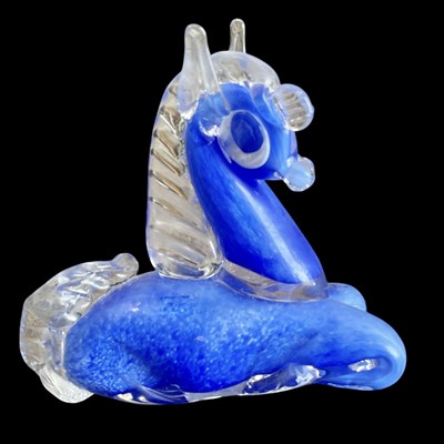 Lot 171 - A vintage cobalt blue and clear glass Murano...