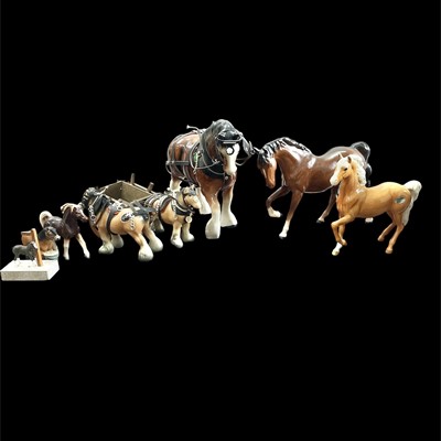 Lot 187 - Two Beswick horses, two Trentham art ware...