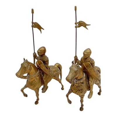 Lot 2 - Two heavy, solid cast Brass medieval knight...