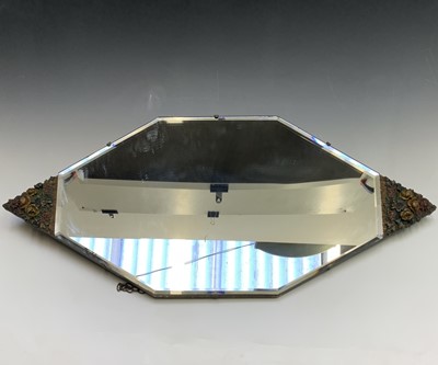 Lot 148 - A large bevelled edge Barbola mirror of...