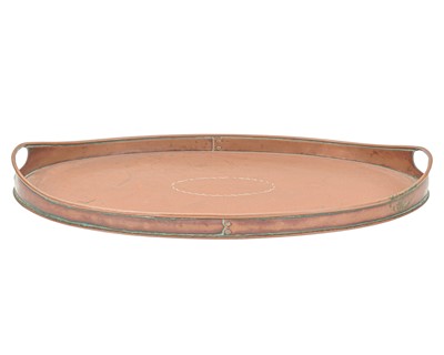 Lot 203 - A Newlyn copper oval gallery tray.