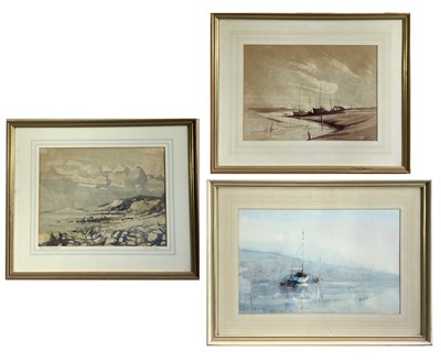 Lot 410 - Charles A JAQUES Three coastal watercolours...