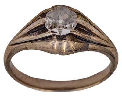Lot 494 - An antique silver ring, set with an old mine-cut diamond of 0.30ct estimated weight.