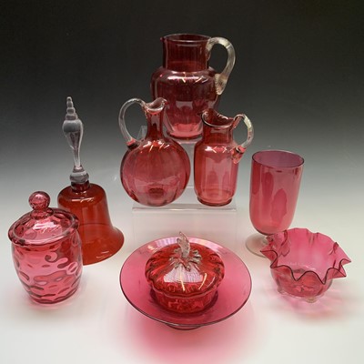 Lot 928 - A collection of Victorian cranberry glass to...