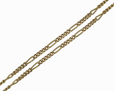 Lot 502 - A 9k hallmarked rose gold figaro 16" neck chain.