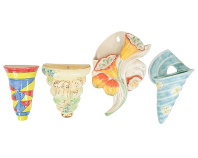 Lot 371 - A Clarice Cliff for Wilkinson Ltd 'Bell Flower' wall pocket vase.