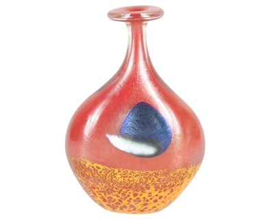 Lot 334 - Norman Stuart Clarke (1946) A red glass 'Seascape' vase.