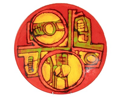 Lot 234 - A Poole Pottery Delphis charger, designed by Carol Cutler.