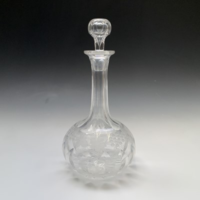 Lot 822 - A Victorian cut glass claret decanter and...