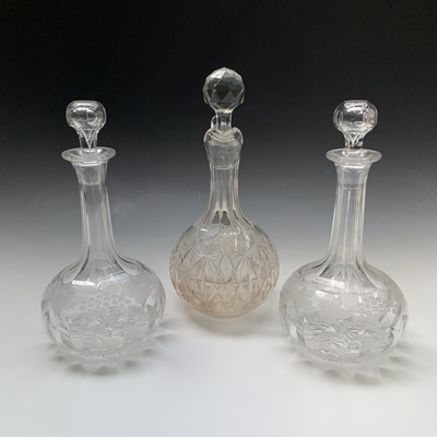 Lot 923 - A Victorian cut glass claret decanter and...